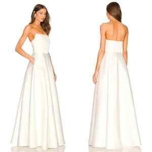 Saulee X Revolve Heidi Wedding Gown Back Zip Side Slit White Women's Size 4 NWT